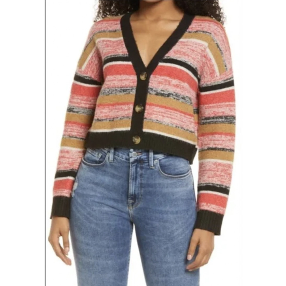 BP. Black Marl Stripe Cardigan